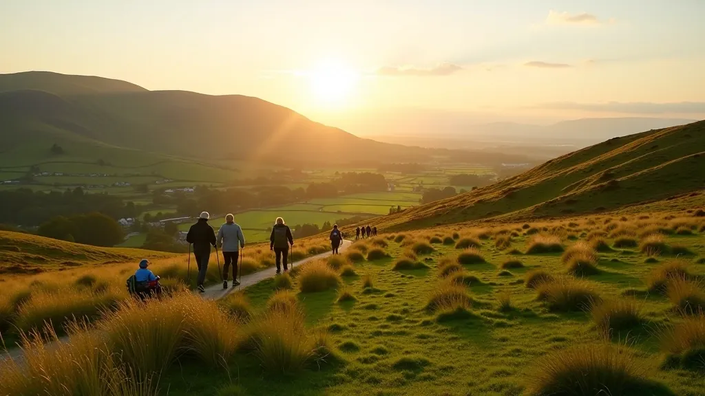 Beautiful view of Irish national park landscape with accessible hiking trails for seniors